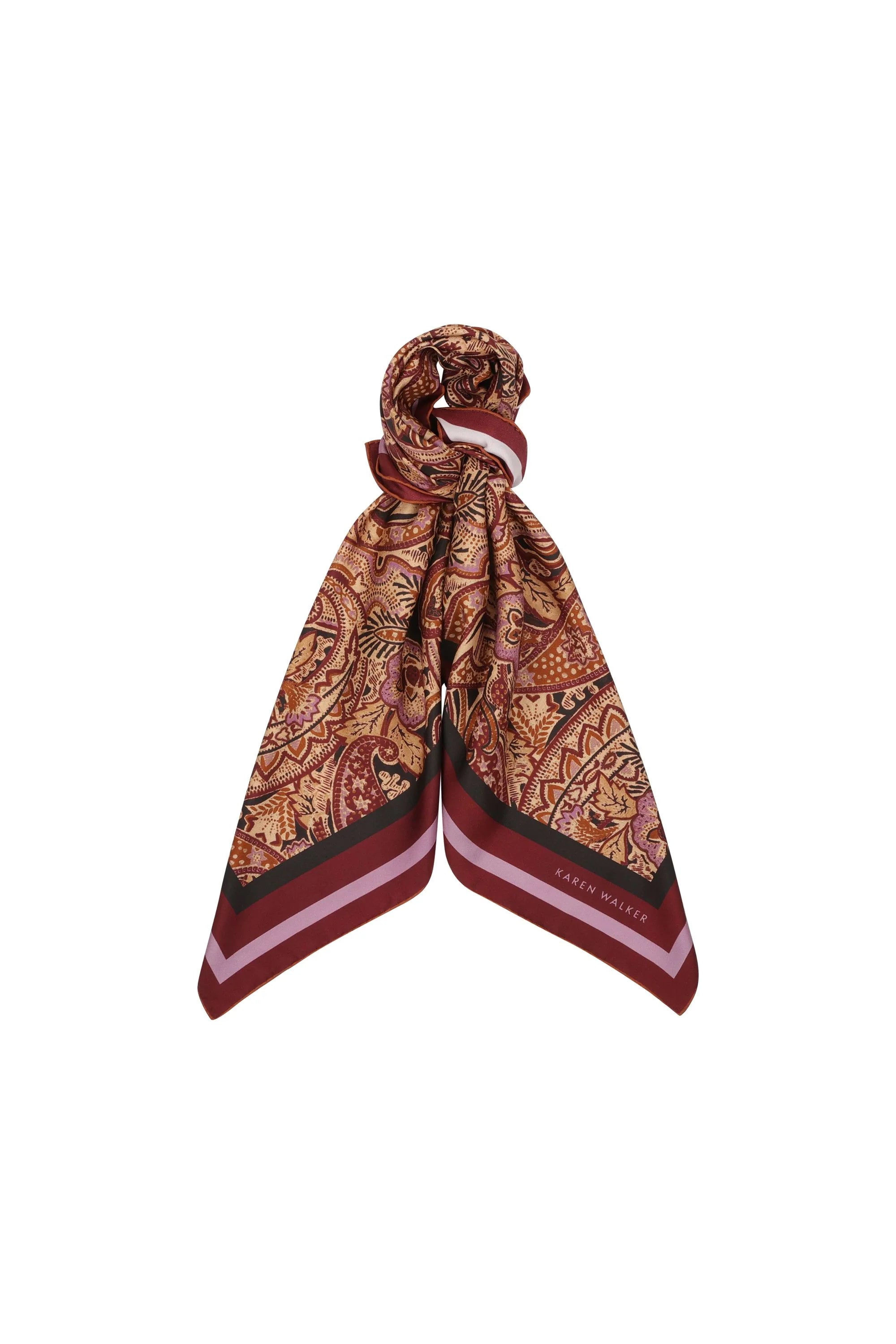 Karen Walker Paisley Classic Silk Scarf // Burgundy Multi