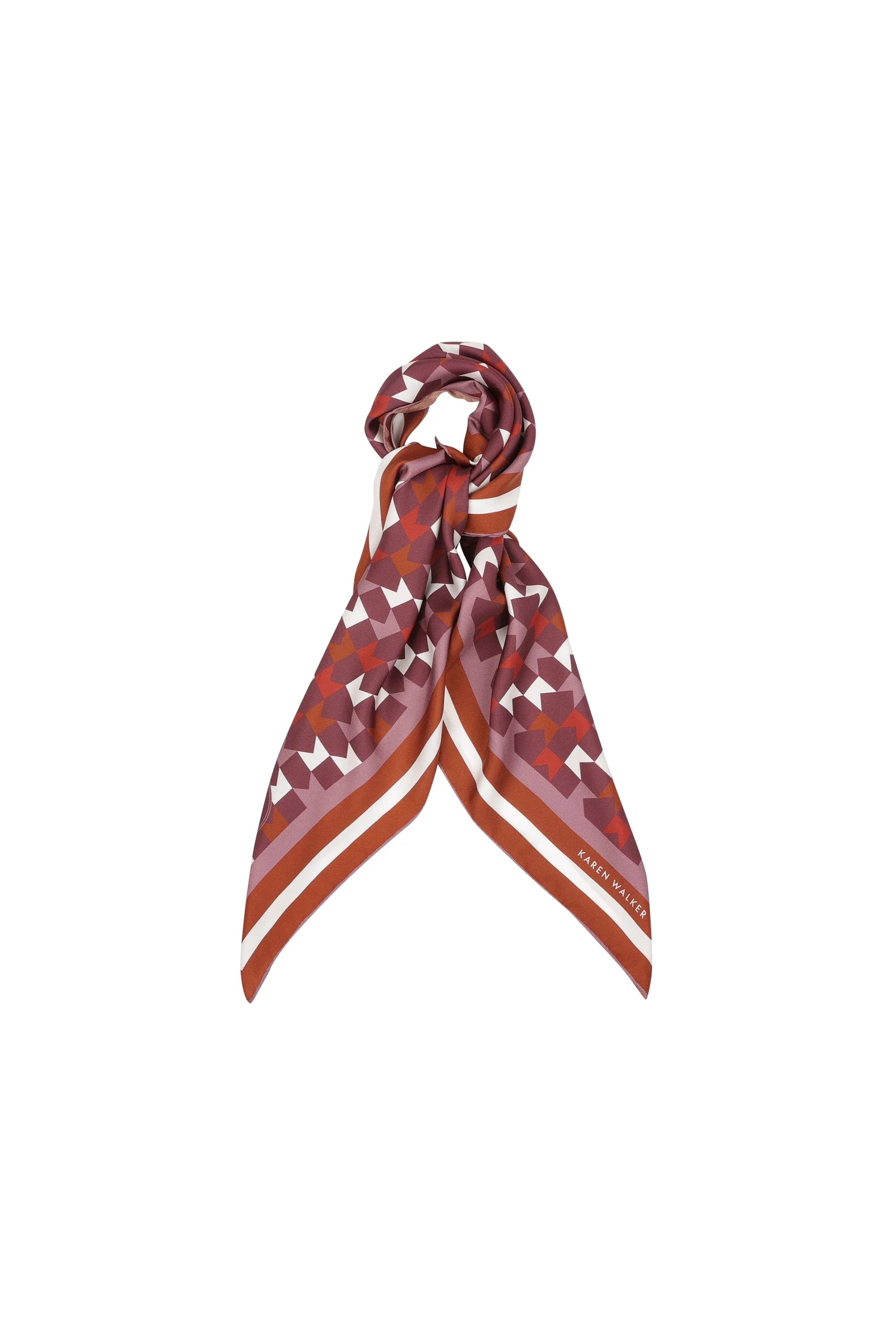 Karen Walker Monogram Large Check Silk Scarf // Plum Multi
