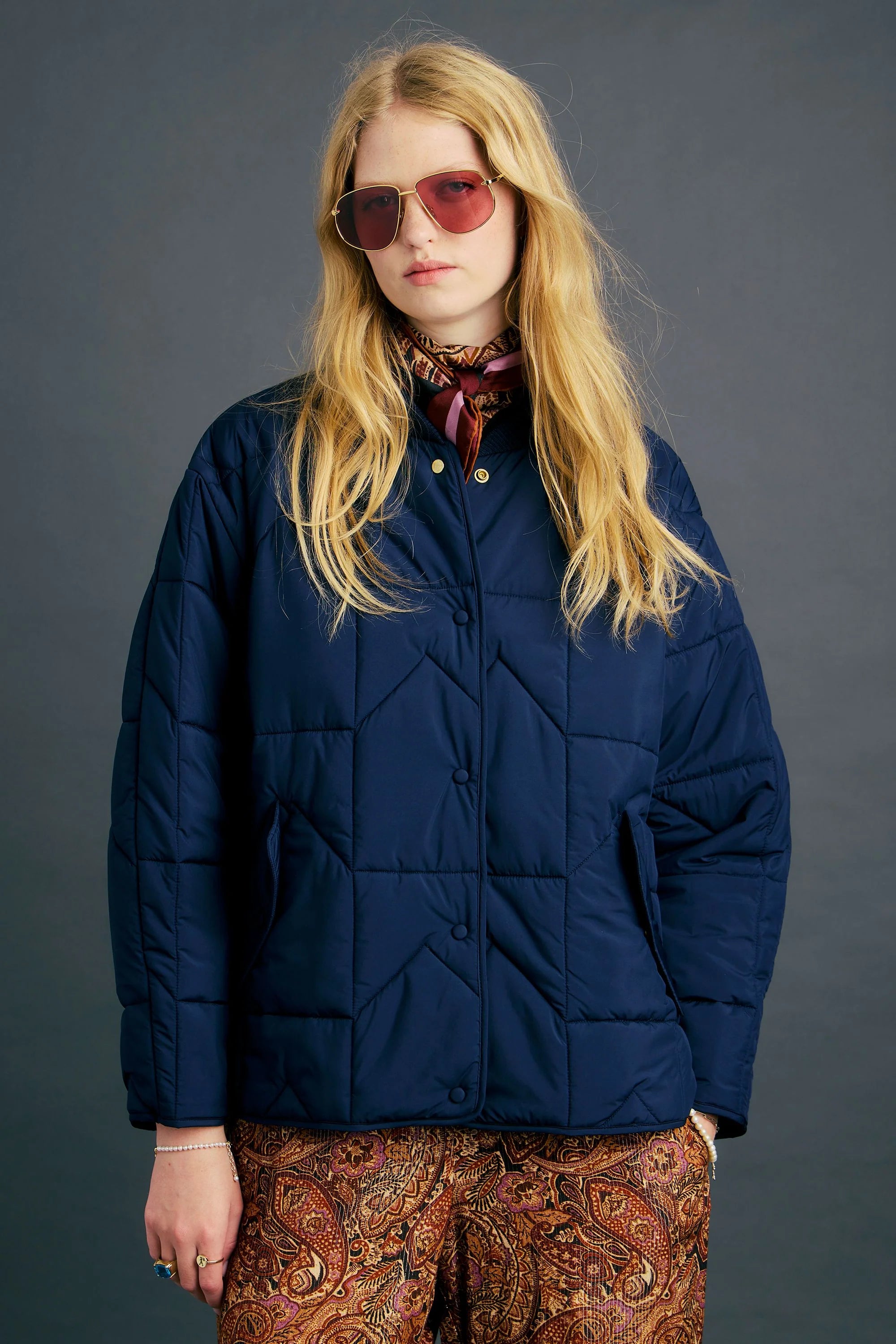 Karen Walker Quilted Monogram Jacket // Navy