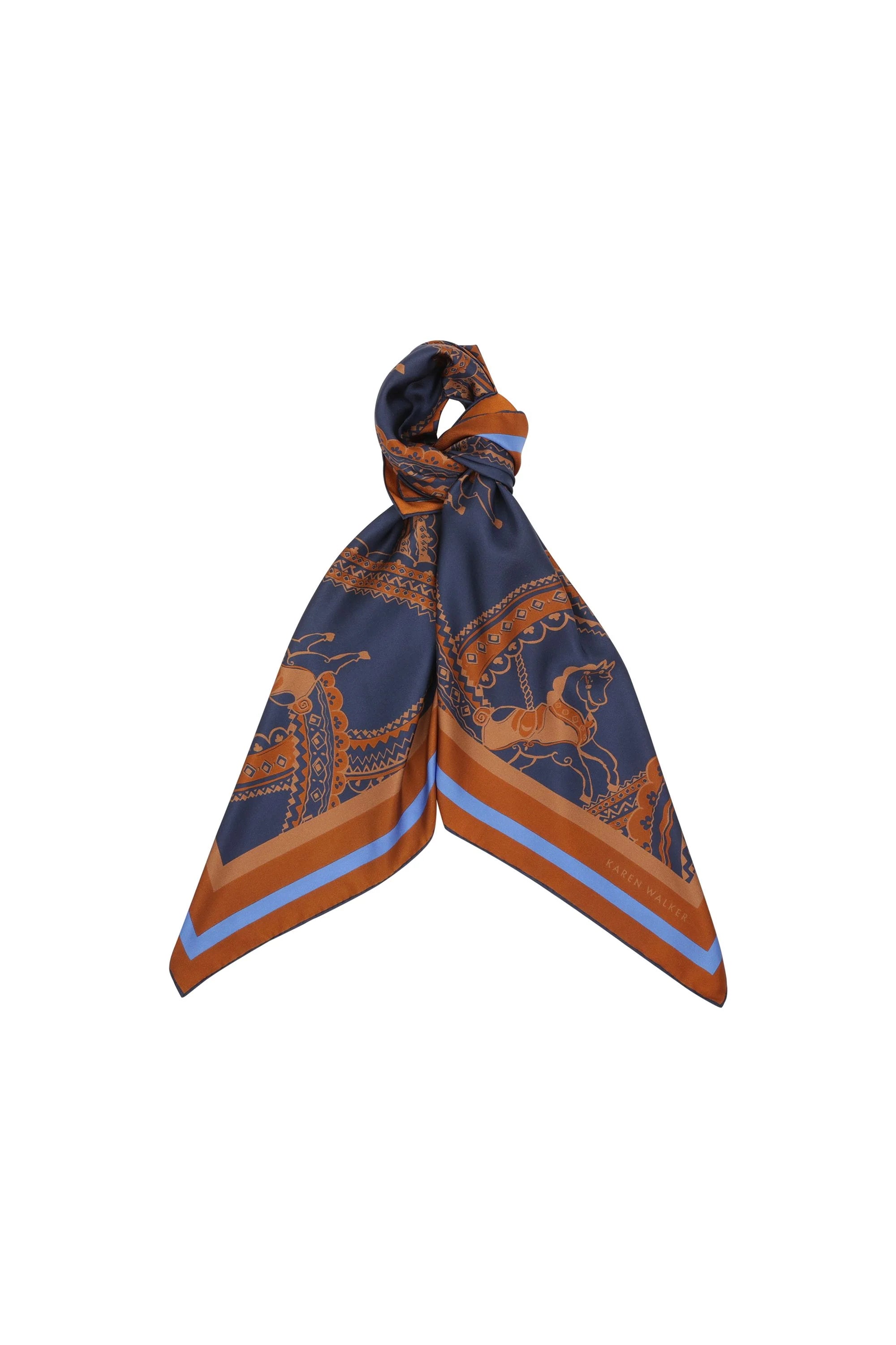 Karen Walker Carousel Classic Silk Scarf // Navy Multi