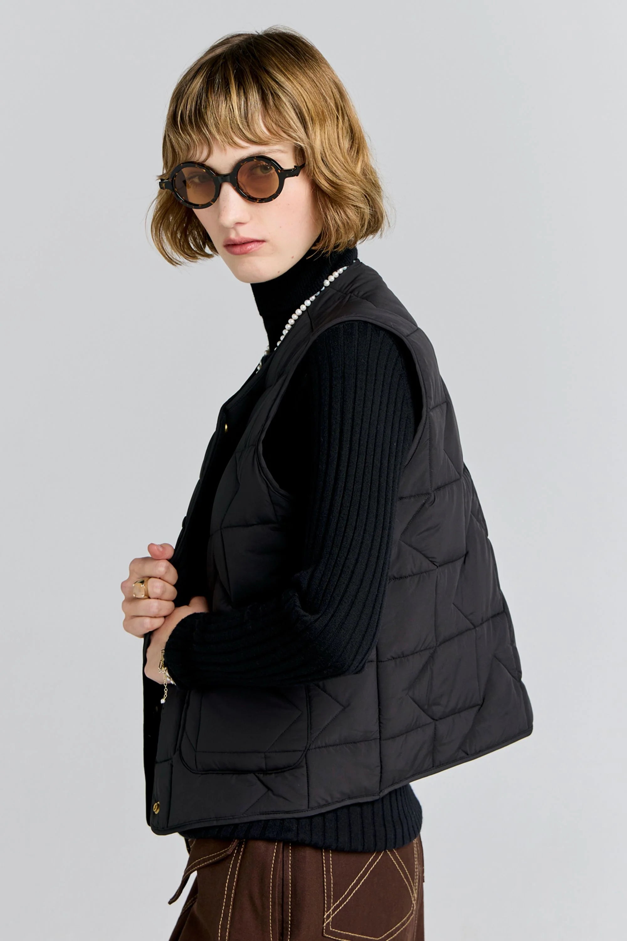 Karen Walker Quilted Drift Vest // Black