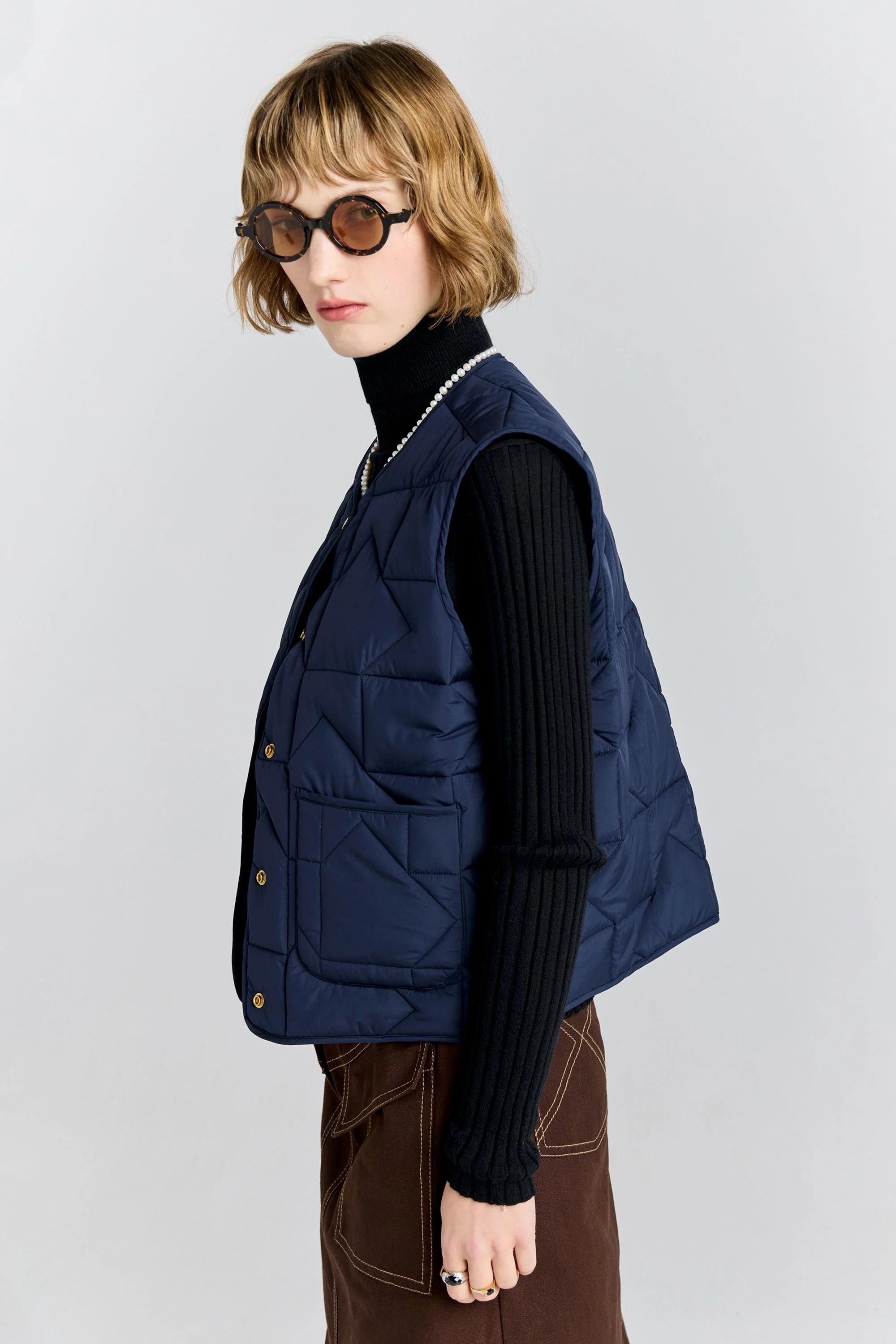 Karen Walker Quilted Drift Vest // Navy