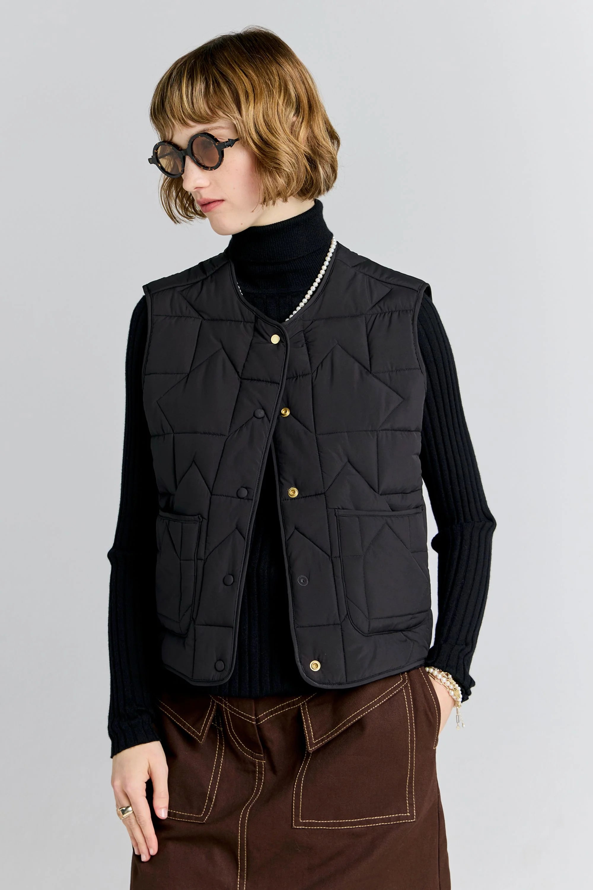 Karen Walker Quilted Drift Vest // Black