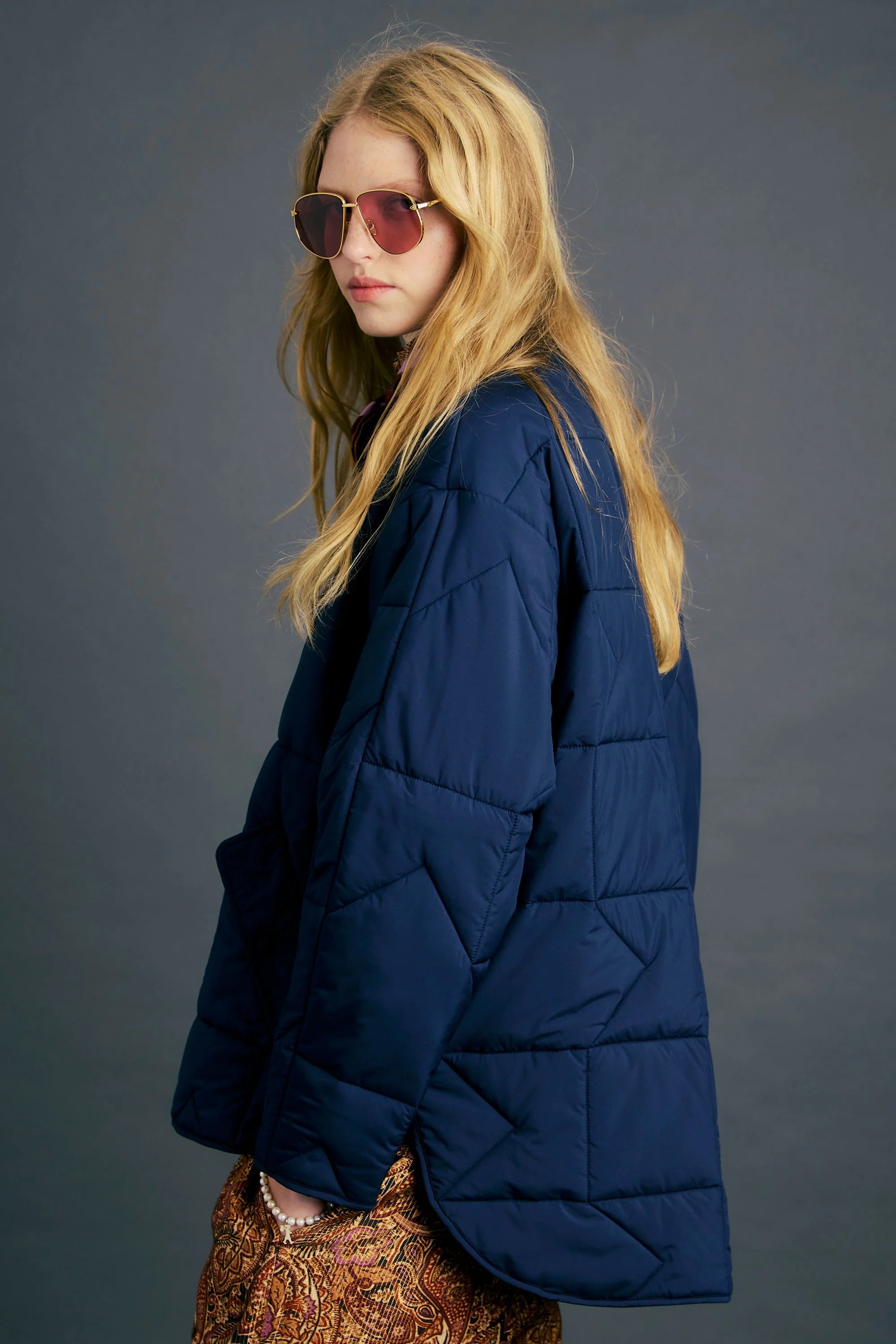 Karen Walker Quilted Monogram Jacket // Navy