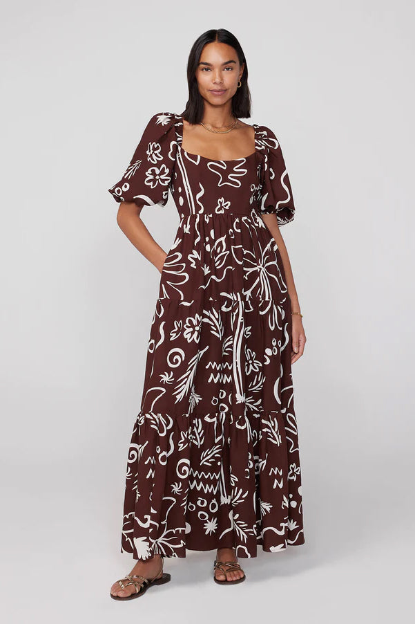 Kitri Gianna Coco Palm Print Maxi Dress