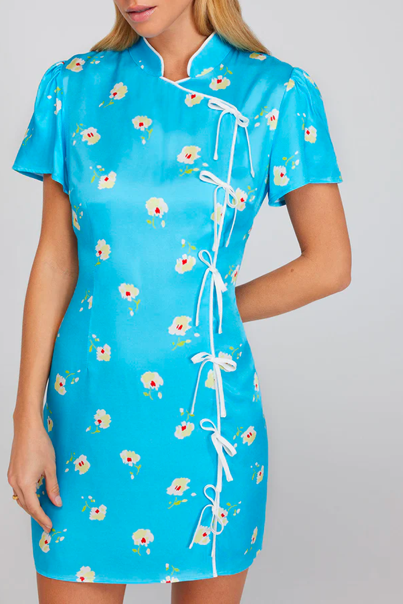 Kitri Harlow Pansy Mini Dress // Blue Floral