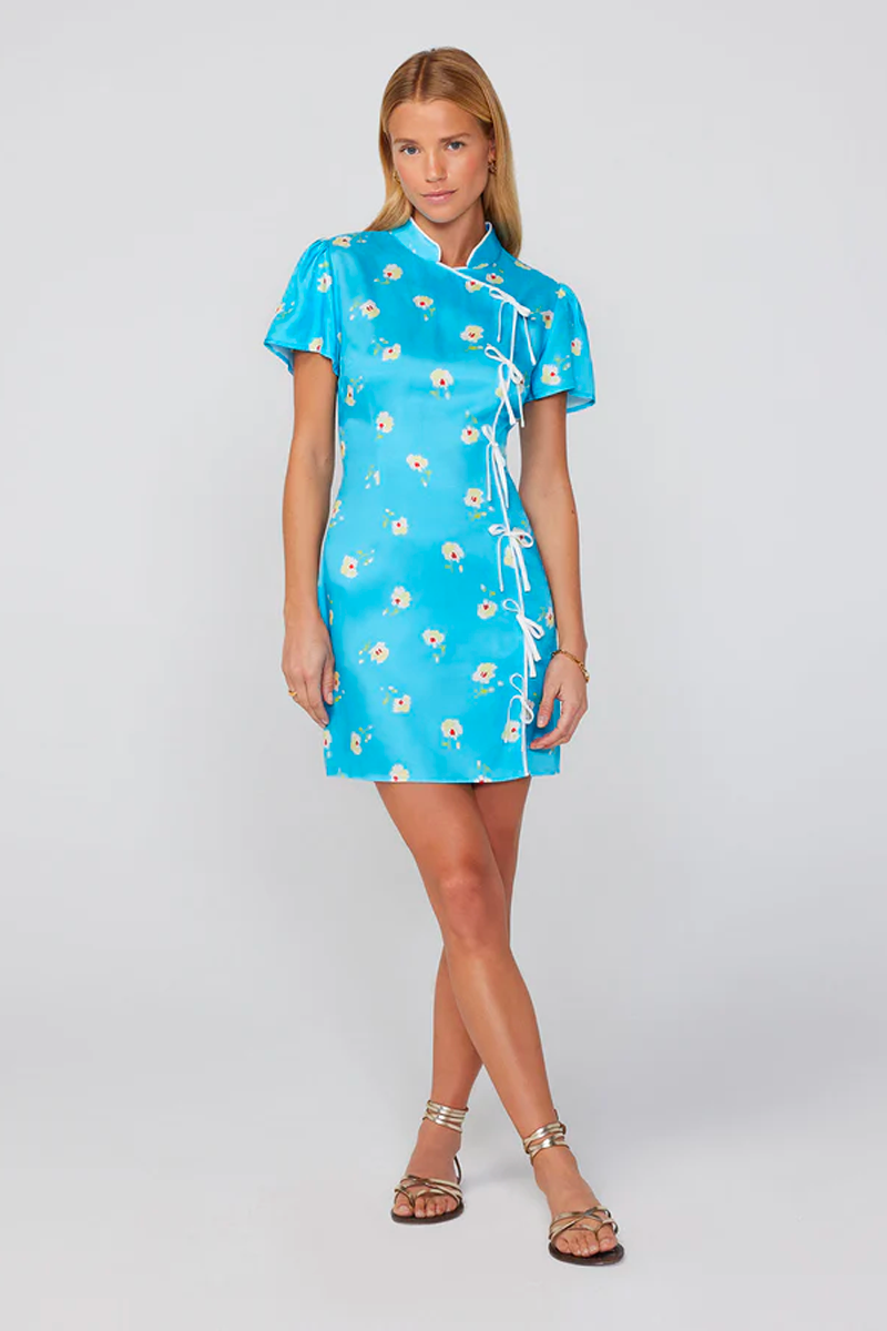 Kitri Harlow Pansy Mini Dress // Blue Floral