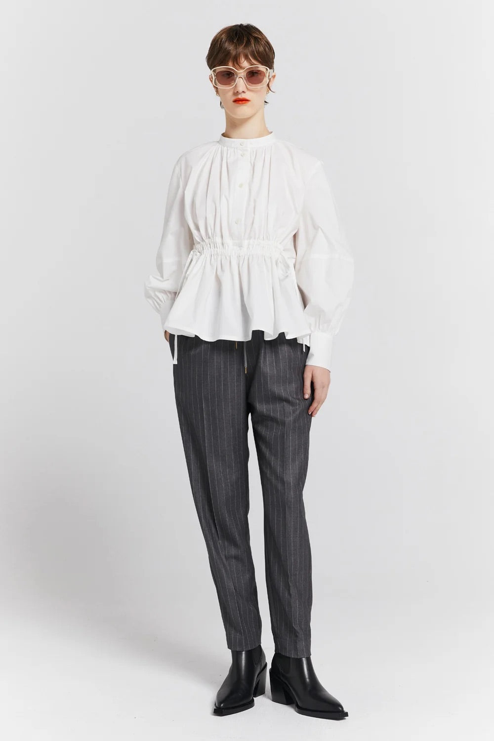 Karen Walker Nico Trouser // Pinstripe Charcoal