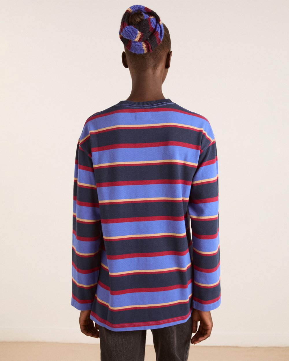 Damson Madder Ali L/S Tee //  Navy, Tan Stripe