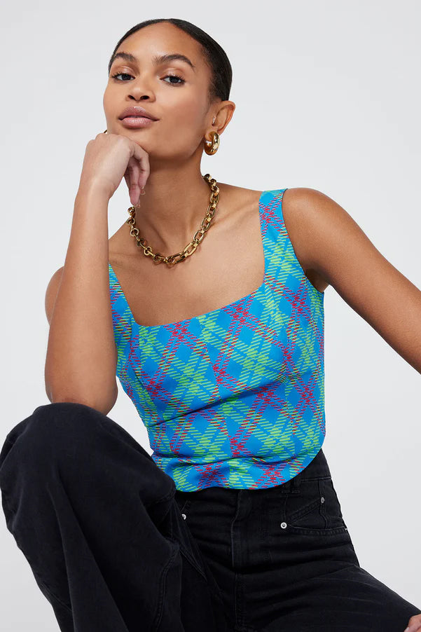 Kitri Ines Check Top // Blue