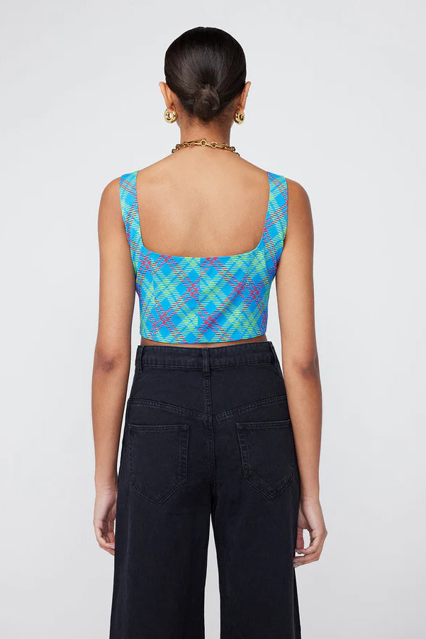 Kitri Ines Check Top // Blue