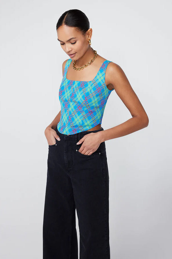 Kitri Ines Check Top // Blue