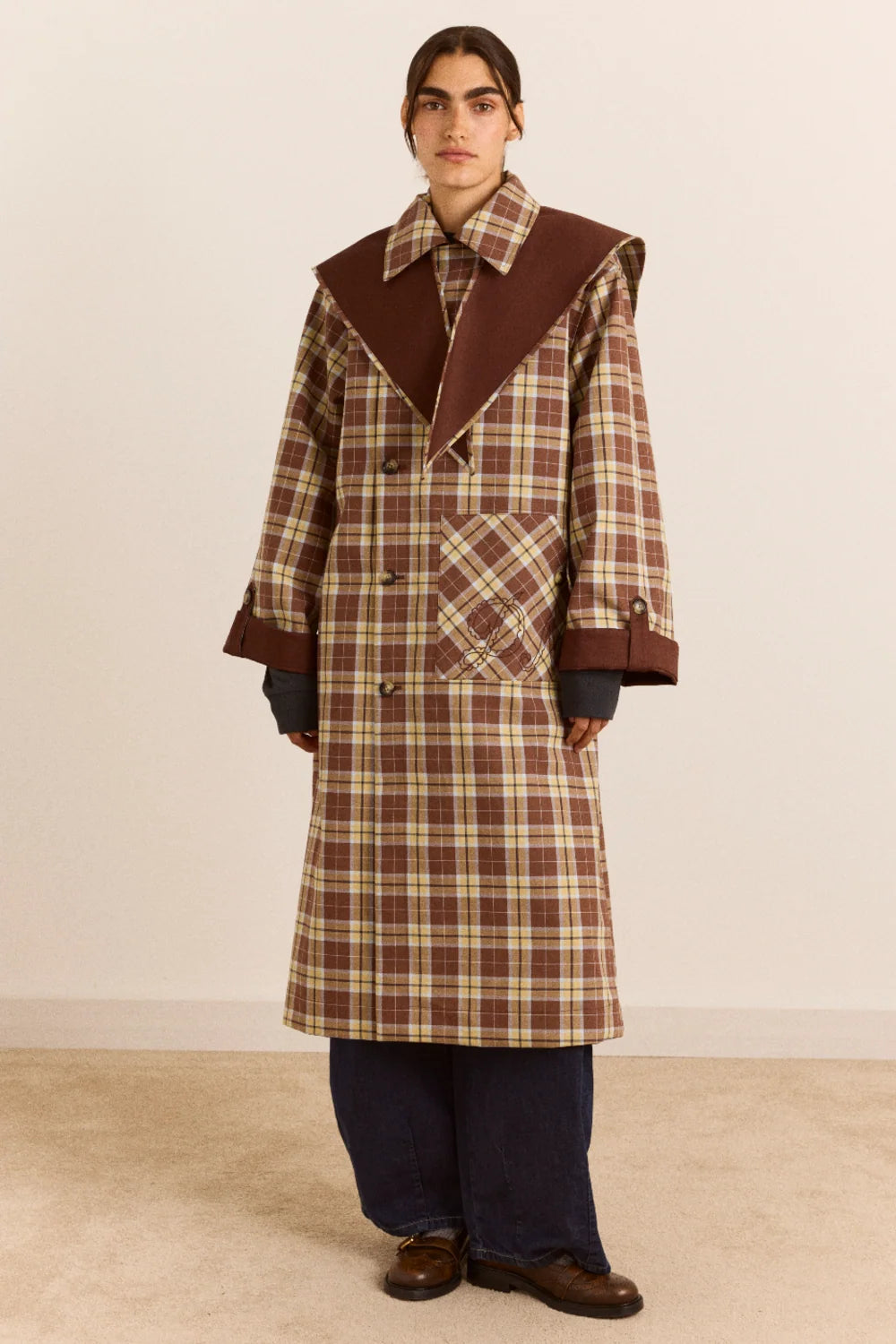 Damson Madder Reversible Longline Jerry Trench // Choc