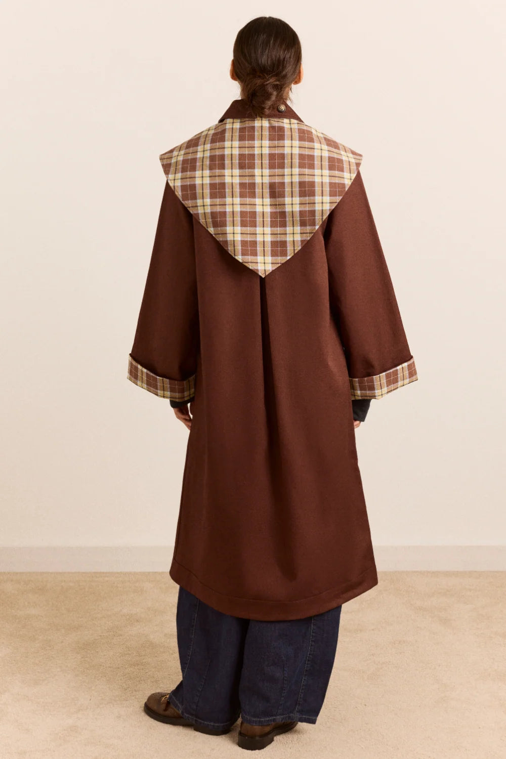 Damson Madder Reversible Longline Jerry Trench // Choc