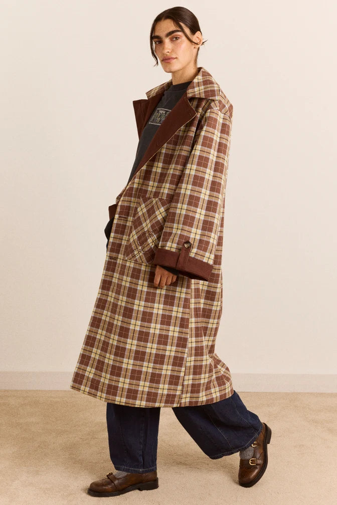 Damson Madder Reversible Longline Jerry Trench // Choc