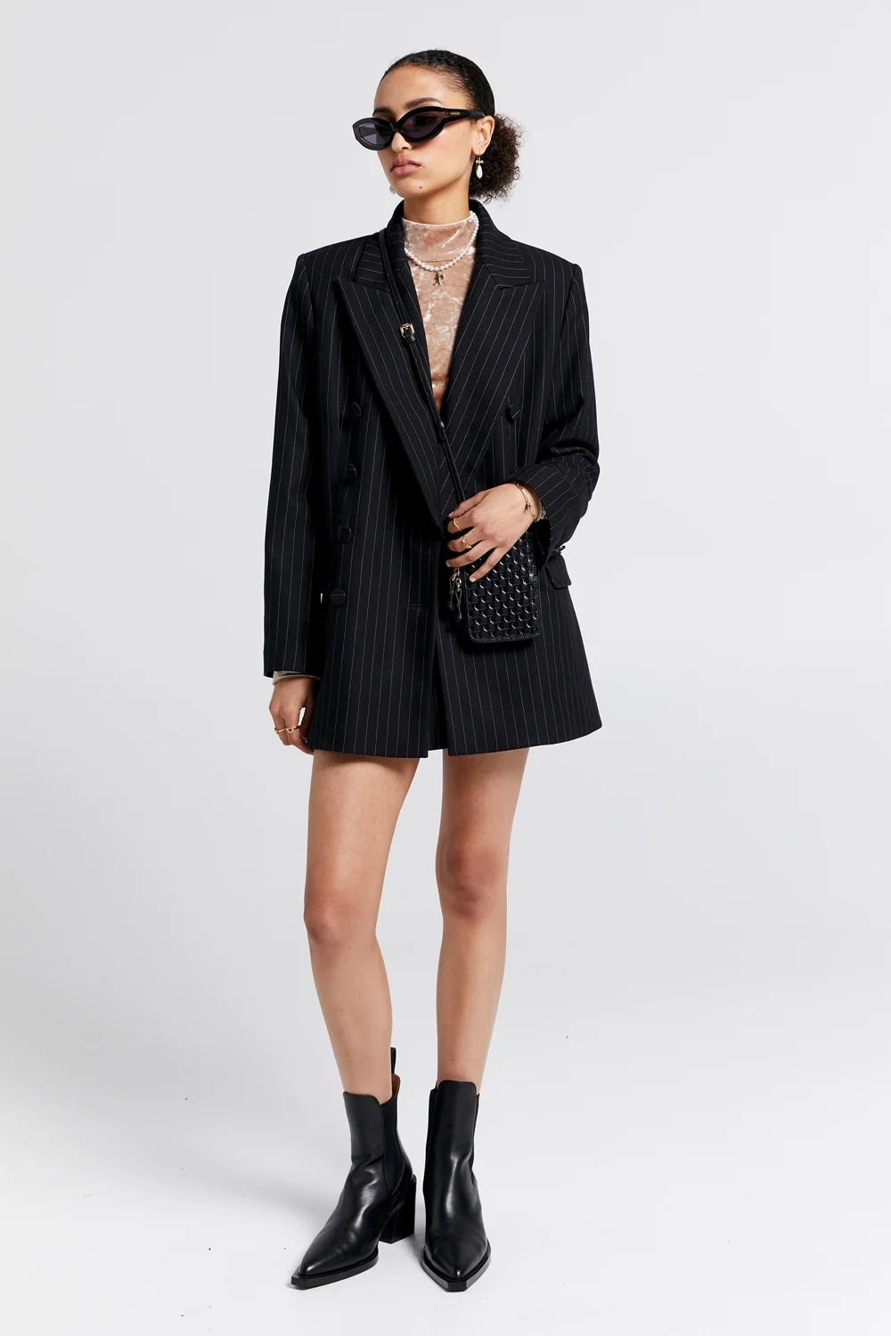 Karen Walker Kyoto Double Breasted Jacket // Pinstripe