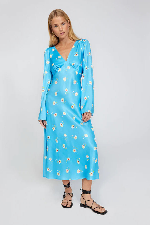 Kitri Libby Pansy Print Dress // Blue Floral