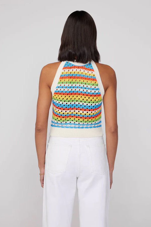 Kitri Maddison Crochet Halter Top // Blue