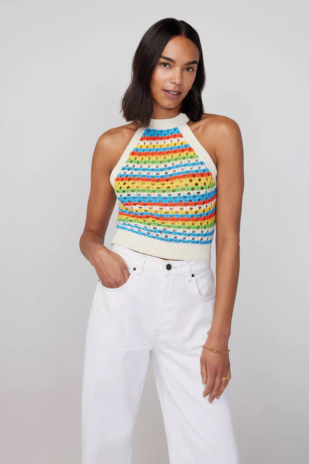 Kitri Maddison Crochet Halter Top // Blue