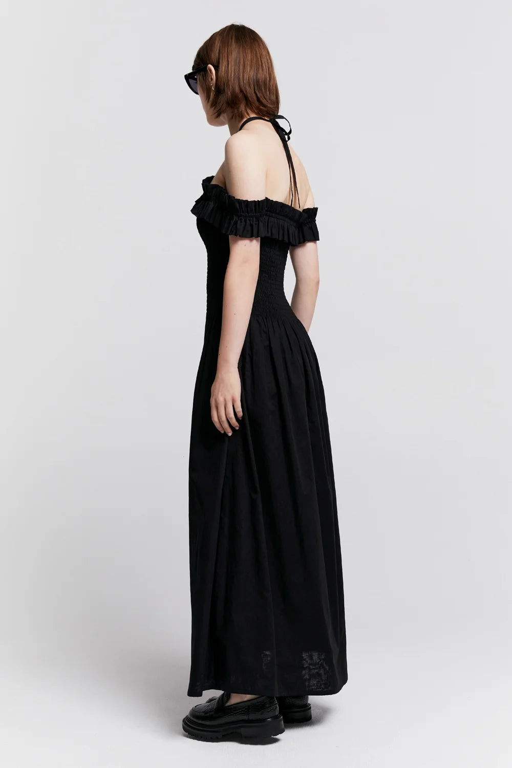 Karen Walker Sessile Organic Cotton Halter Dress //Black