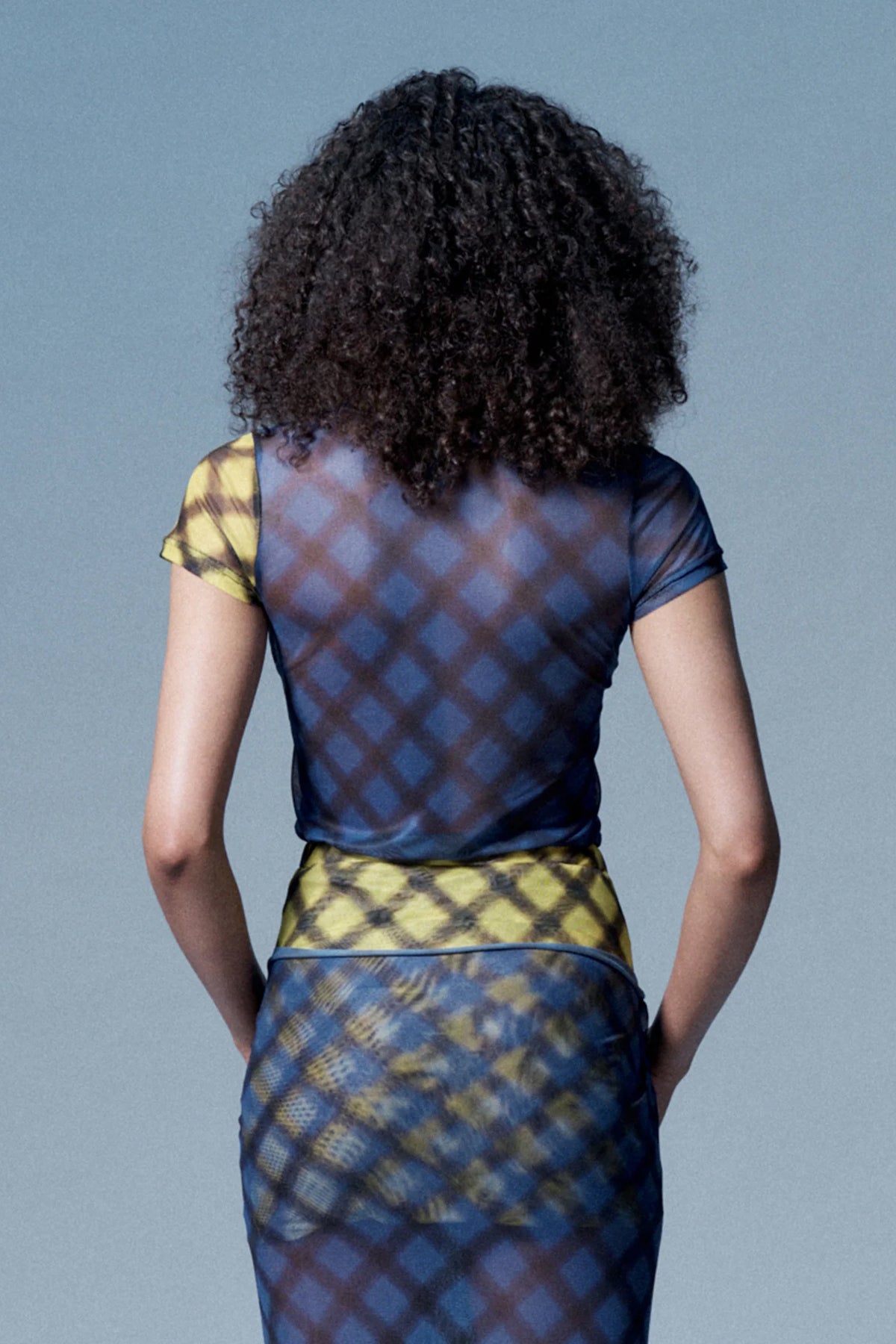 Verner Criss Cross Tee // Blue & Yellow
