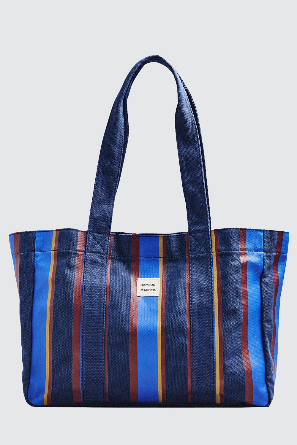 Damson Madder Large DM Canvas Tote // Navy, Tan Stripe