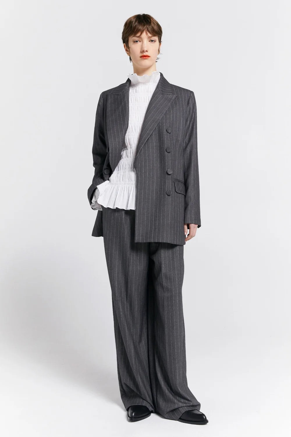 Karen Walker Workwear Trousers // Pinstripe Charcoal