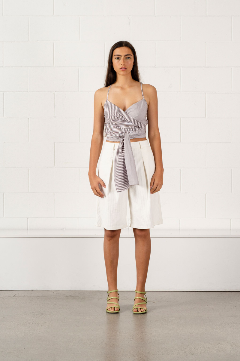 Penny Sage Dalton Wrap // Brown Stripes