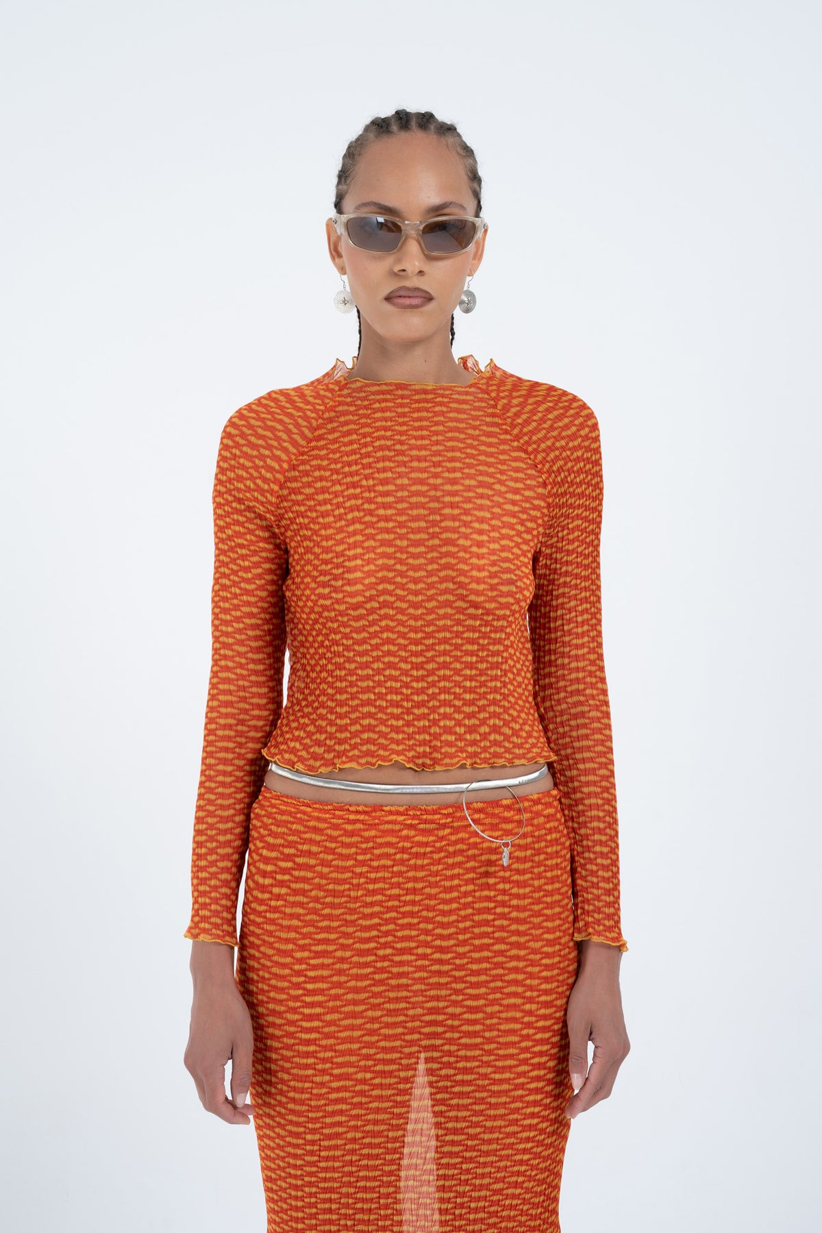 Arthur Slashed Neck Top // Orange Croc