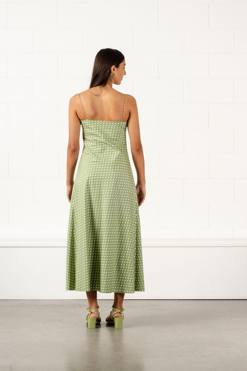 Penny Sage Philomena Dress // Sage Polka Dot