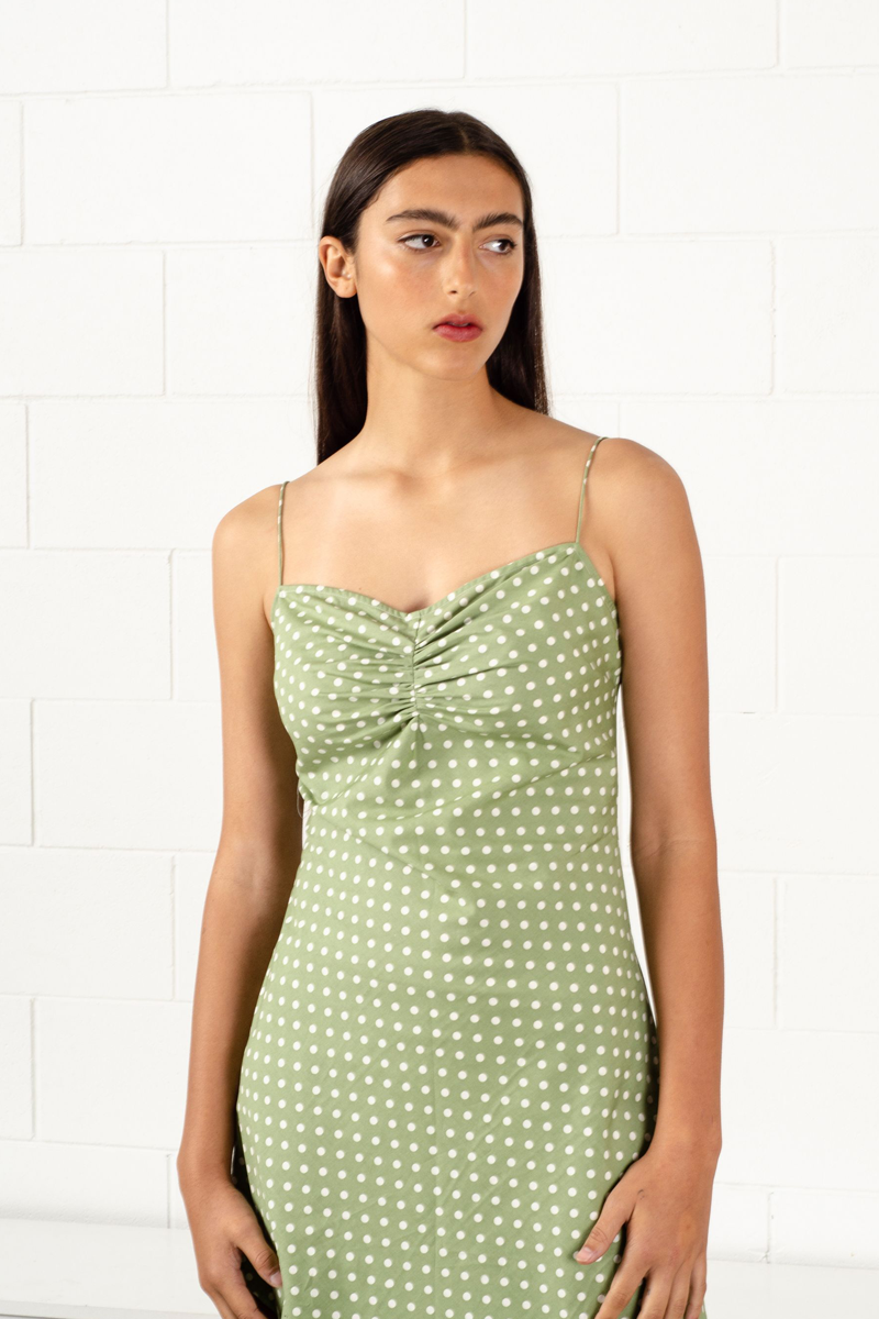 Penny Sage Philomena Dress // Sage Polka Dot