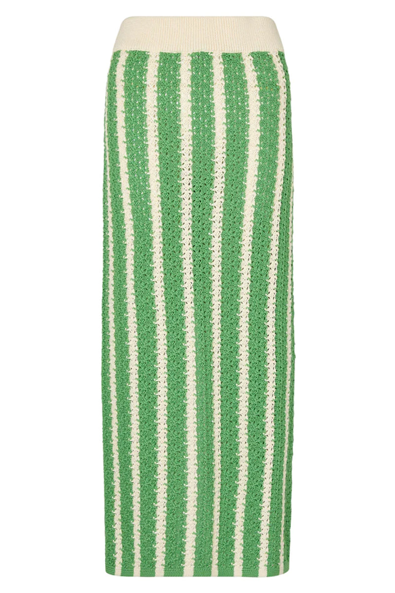 Kitri Delphine Midi Skirt // Green Stripe Knit
