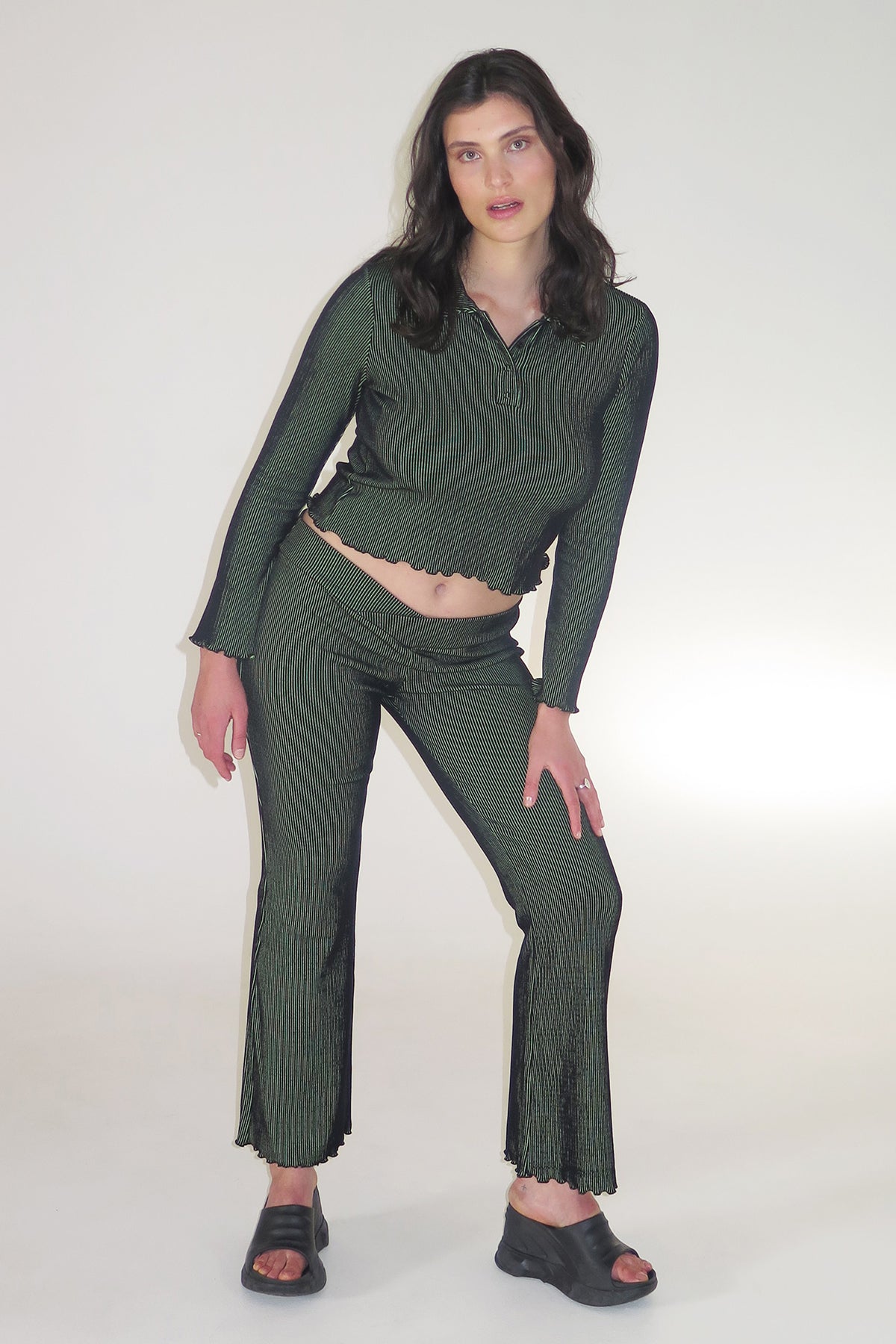 PV Inertia Ribbed Pants // Black / Lime
