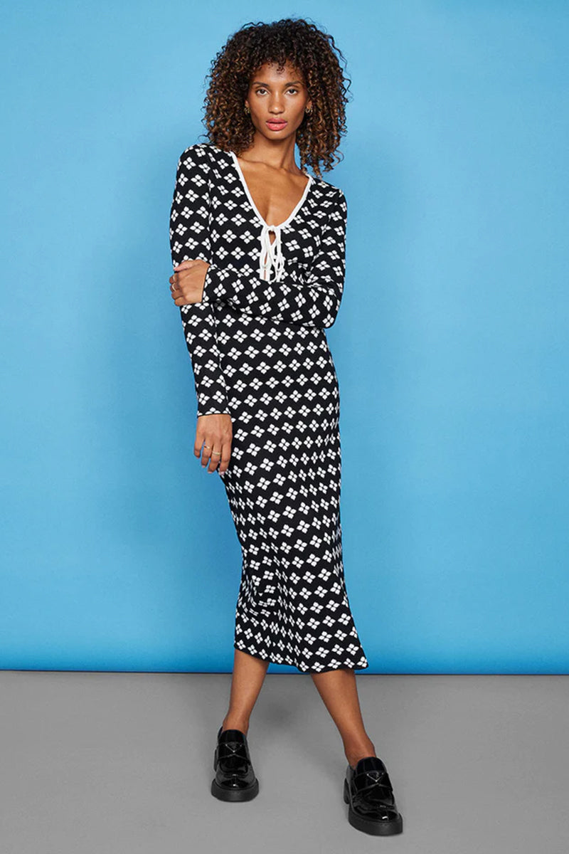Kitri Leah Knit Dress // Black Polkadot Floral