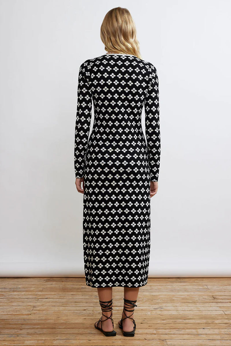Kitri Leah Knit Dress // Black Polkadot Floral