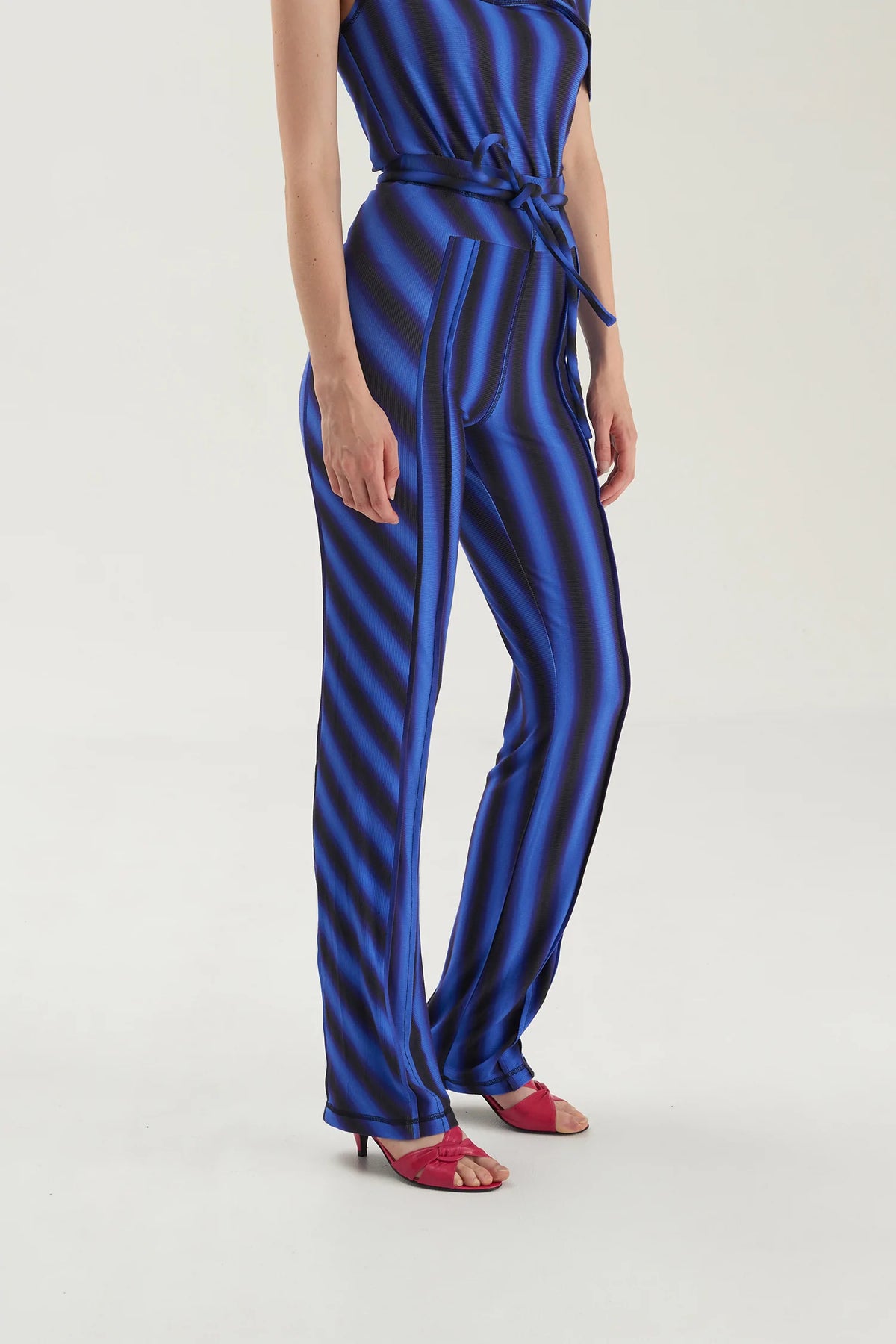 Verner Pintuck Pants // Black, Blue Stripe