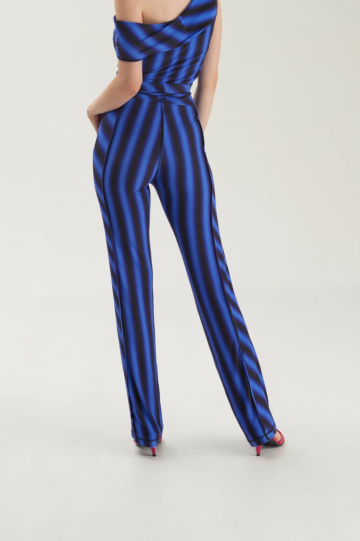 Verner Pintuck Pants // Black, Blue Stripe