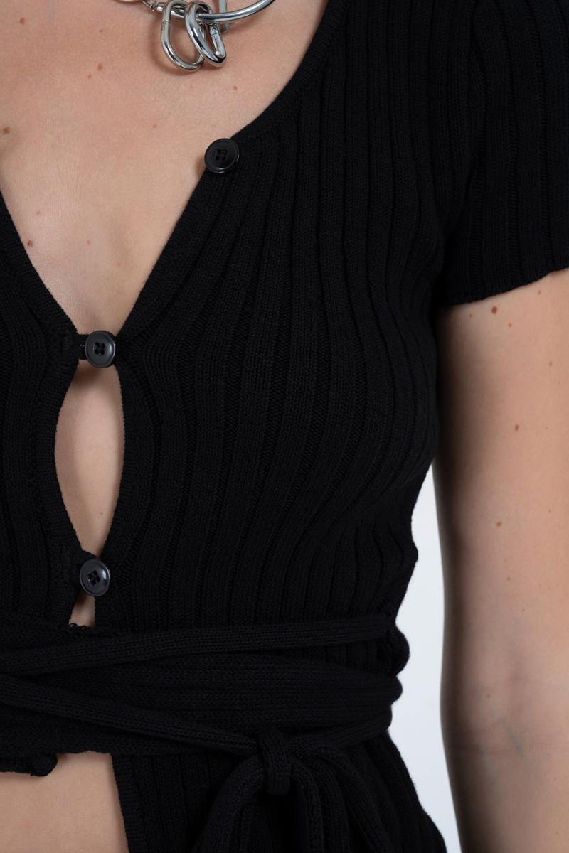 Arthur Asymmetric Tie Tee // Black