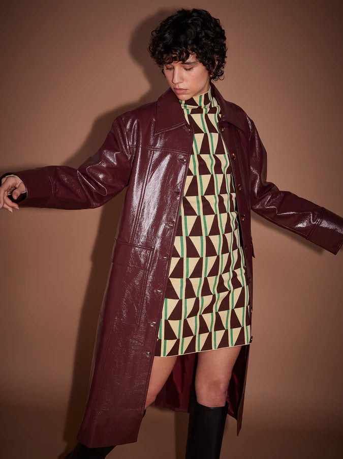 Kitri Dominique Chocolate Vinyl Coat // Chocolate